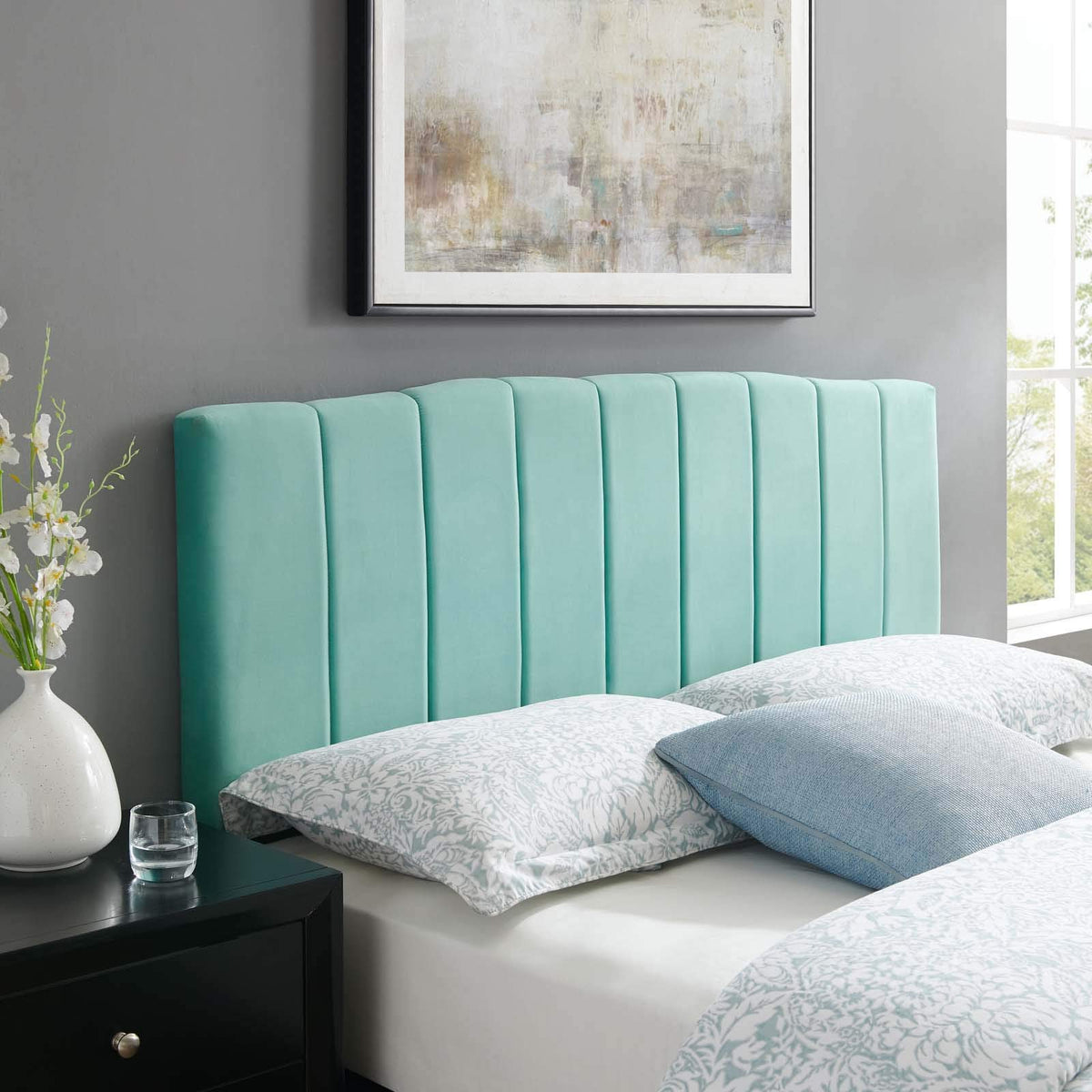 Modway Camilla Channel Tufted Performance Velvet King/California King Headboard in Mint