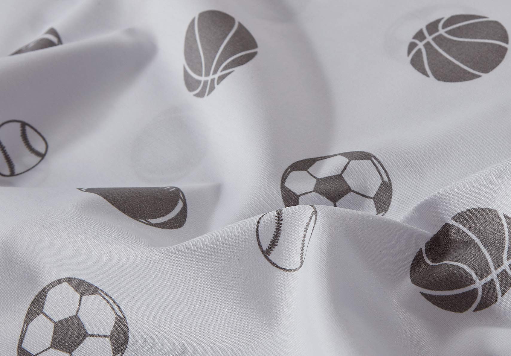Chezmoi Collection 3-Piece Kids/Teens Sports Sheet Set - Soft Microfiber White Gray Baseball Basketball Football Soccer, Twin Xl