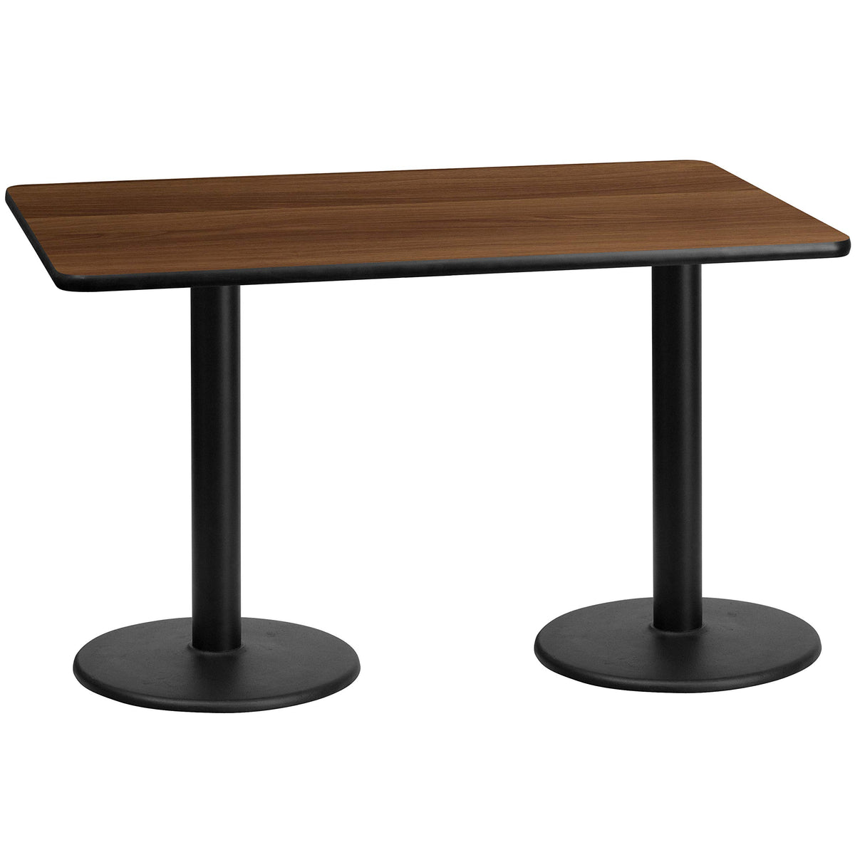 Flash Furniture 30'' x 60'' Rectangular Walnut Laminate Table Top with 18'' Round Table Height Bases