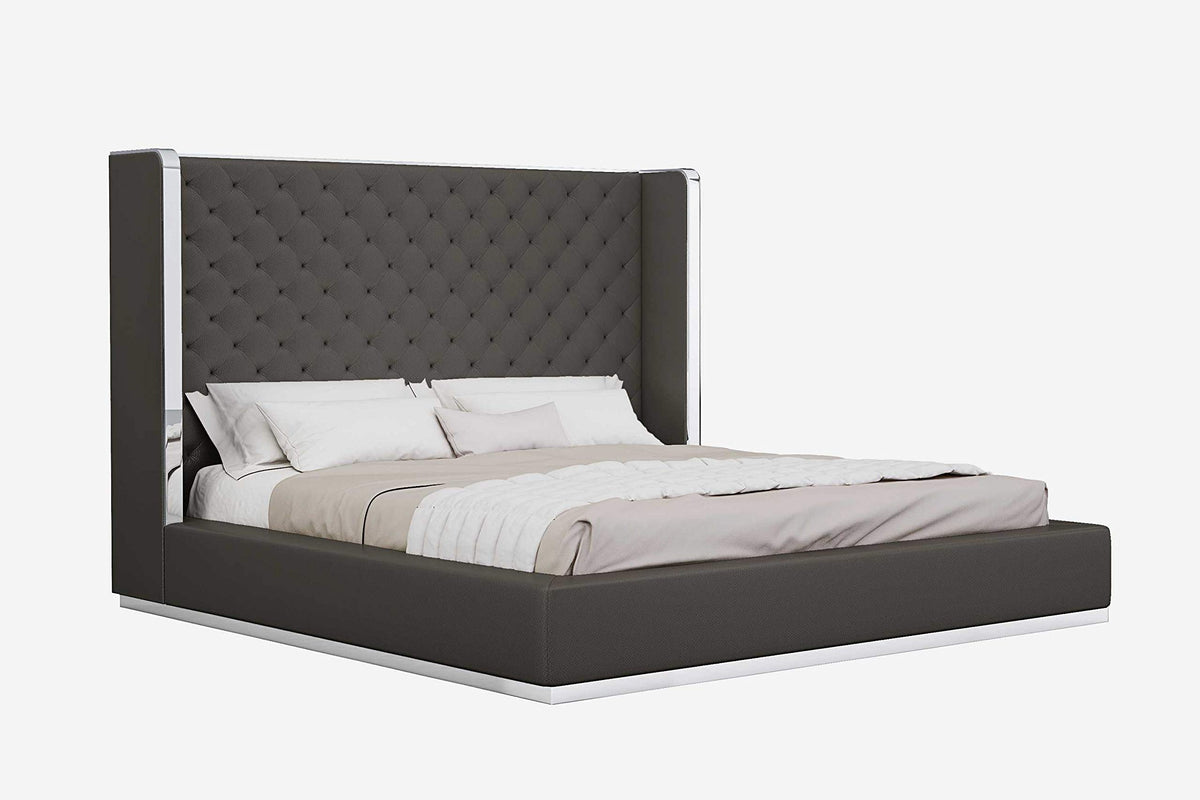 60' X 91' X 91' Dark Gray Faux Leather Bed King