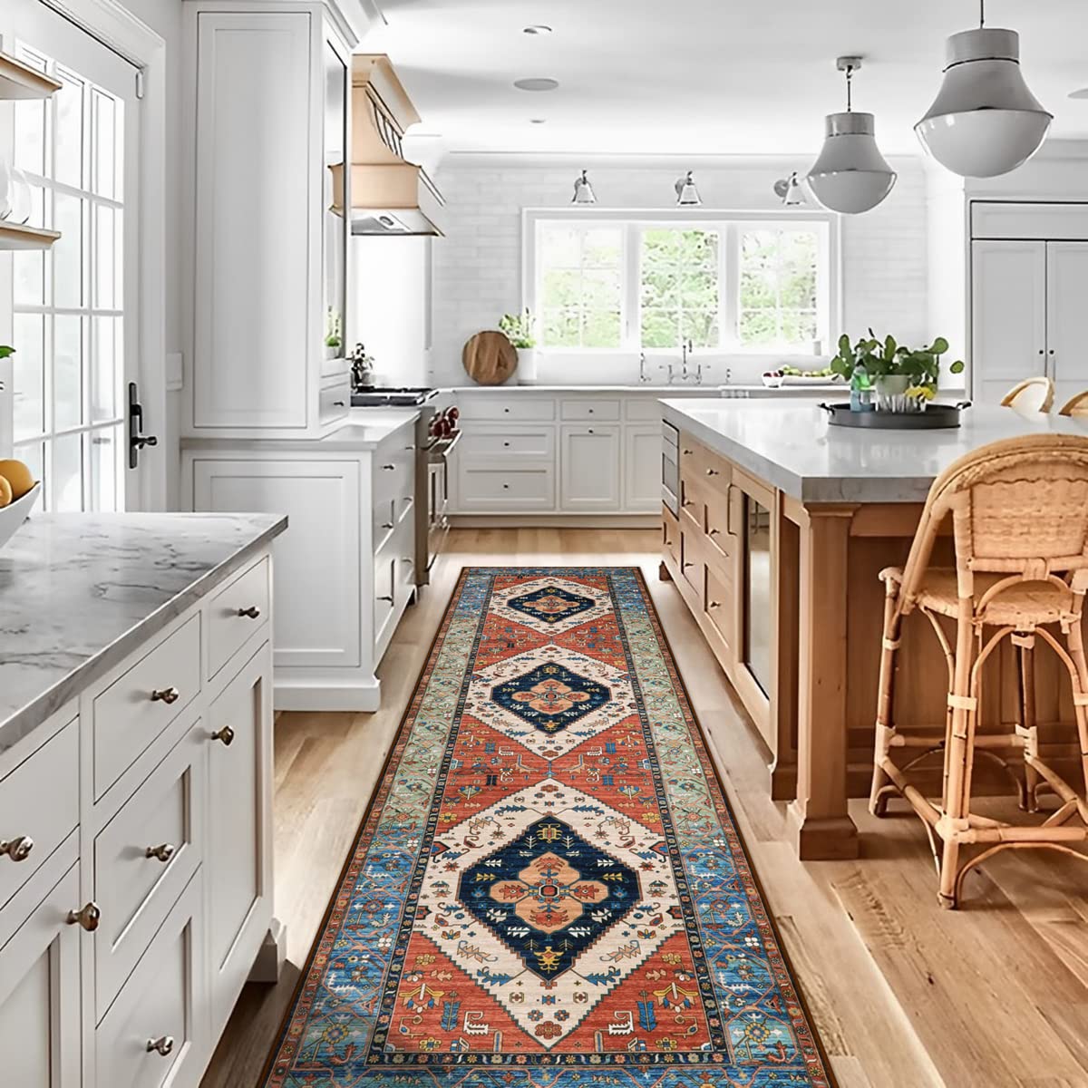 Lahome Boho Kitchen Runner Rug - 2x8 Runners for Hallways Washable Non-Slip Runner Rugs Ultra-Thin Laundry Room Rug Oriental Thr