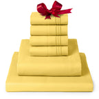 Mellanni Full Sheet Set - 6-Piece Iconic Collection Bedding, (Including 4 Pillowcases), 16-Inch Deep Pocket, Easy Care, Extra Soft, Cooling Sheets, Brushed Microfiber - Yellow