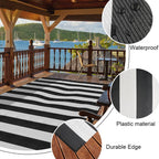 Pcinfuns Plastic Straw Rug,Patio Rugs Rv Camping Rug Reversible Mat,4'X6' Large Floor Mat And Rug For Outdoor,Black And White St