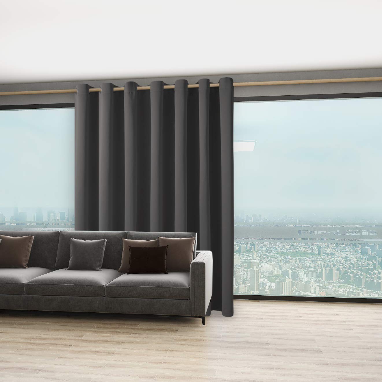 Bonzer Extra Wide Room Divider Curtain Total Privacy Wall Grommet Top Thermal Insulated Blackout Curtains For Slide Window, 96L