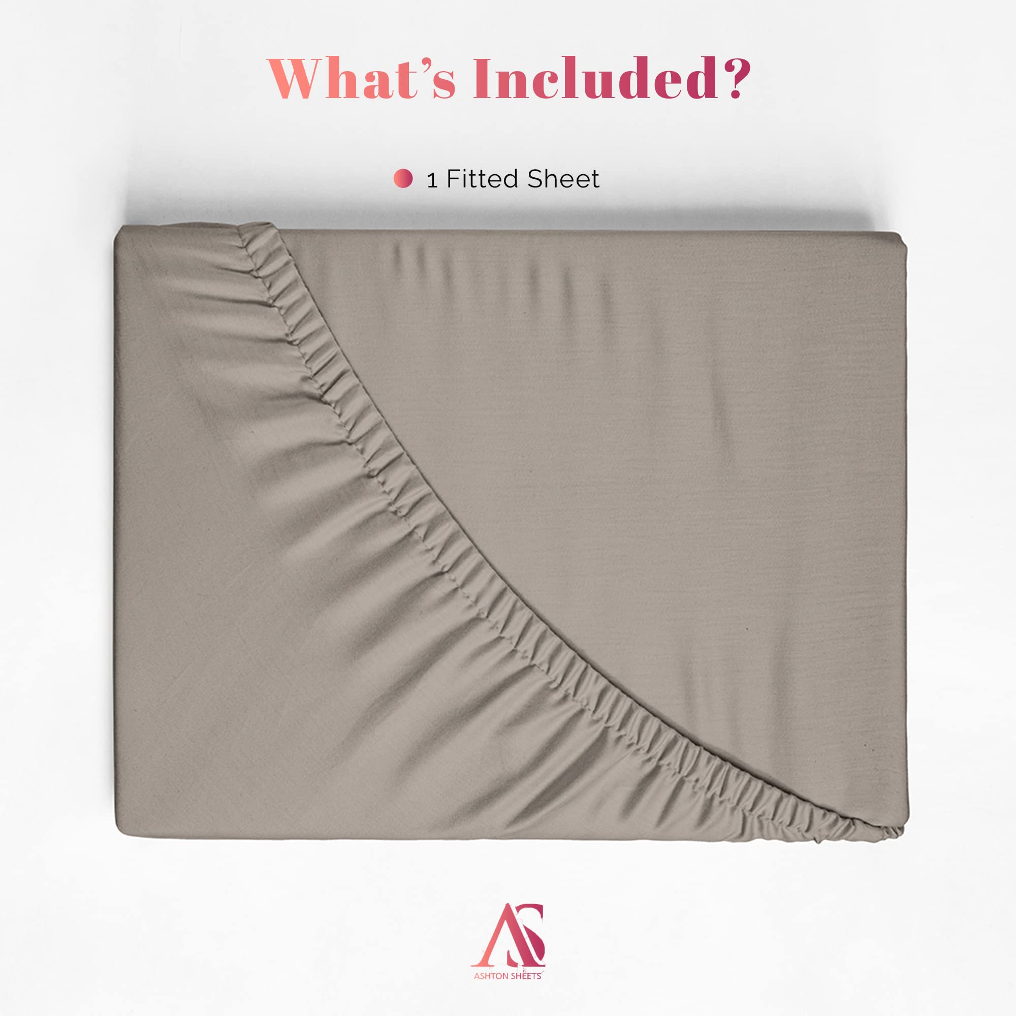 Ashton Sheets Premium 1000-Thread-Count Egyptian Cotton Queen Fitted Sheet Only - 16'' Deep Pocket Queen Fitted Sheet, Easy Snug