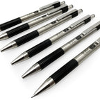 Zebra-G301 Retractable Rollerball Pen Stainless Steel G-301 GP Black Ink 0.7mm Pack of 6