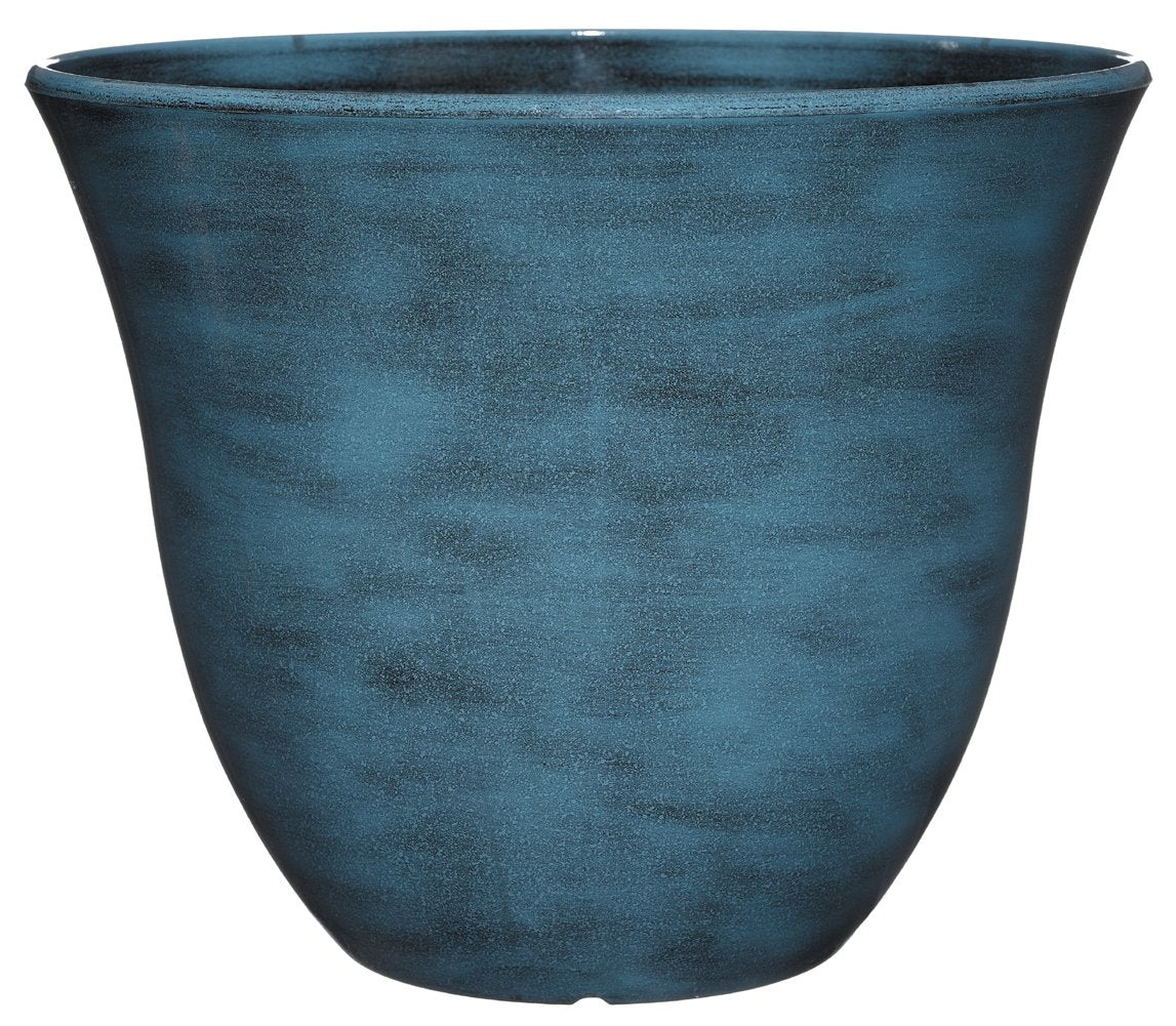 Classic Home And Garden Honeysuckle Resin Flower Pot Planter, Blue Jean, 13'