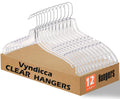 Vyndicca 12 Pack Clear Plastic Hangers, Shirt Hanger Clear Hangers, 16.7 in