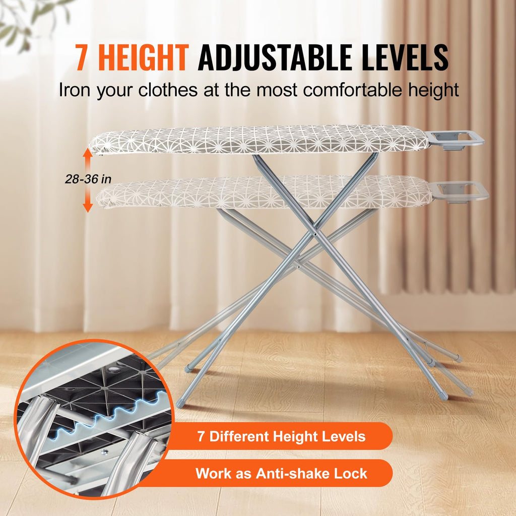 Vevor Ironing Board With Large 51 X 13 Ironing Surface, Thickened 4 Layers Iron Board With Heat Resistant Cover And 100% Cotton