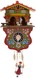 Alexander Taron Importer 235Sq Engstler Battery-Operated Clock-Mini Size-7.5" H X 5.25" W X 2.75" D, Brown