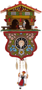 Alexander Taron Importer 235Sq Engstler Battery-Operated Clock-Mini Size-7.5" H X 5.25" W X 2.75" D, Brown