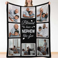 Huglazy Customized Blankets With Photos Text Personalized Picture Blanket For Nephew Gifts For Birthday Family Kids Custom Photo