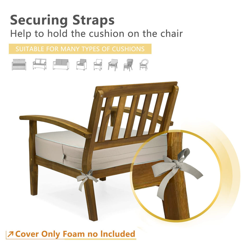 Porch Shield Outdoor Cushion Slipcovers Set 4 Waterproof Fade Resistant Patio Chair Seat Cushion Covers 20 X 18 X 4 Inch, Beige