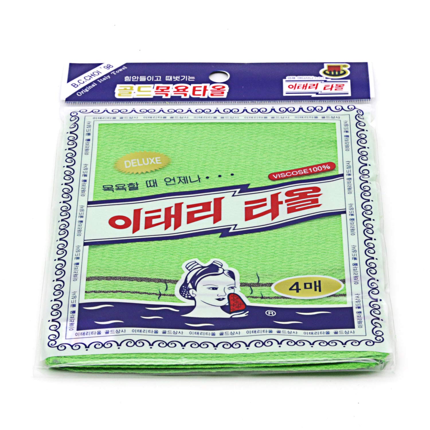 Goldsangsa-Korean Exfoliating Towel Washcloth Mitts 12Pcs(Green4,Red4,Yellow4)/Korean Italy Towel Skincare Exfoliating Scrub Bat