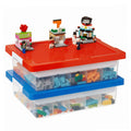 MACOPRO Toys Storage Organizer Box for Lego, Toy Box with Building Plate Lid and Removable Tray, Building Block Storage, Stackab