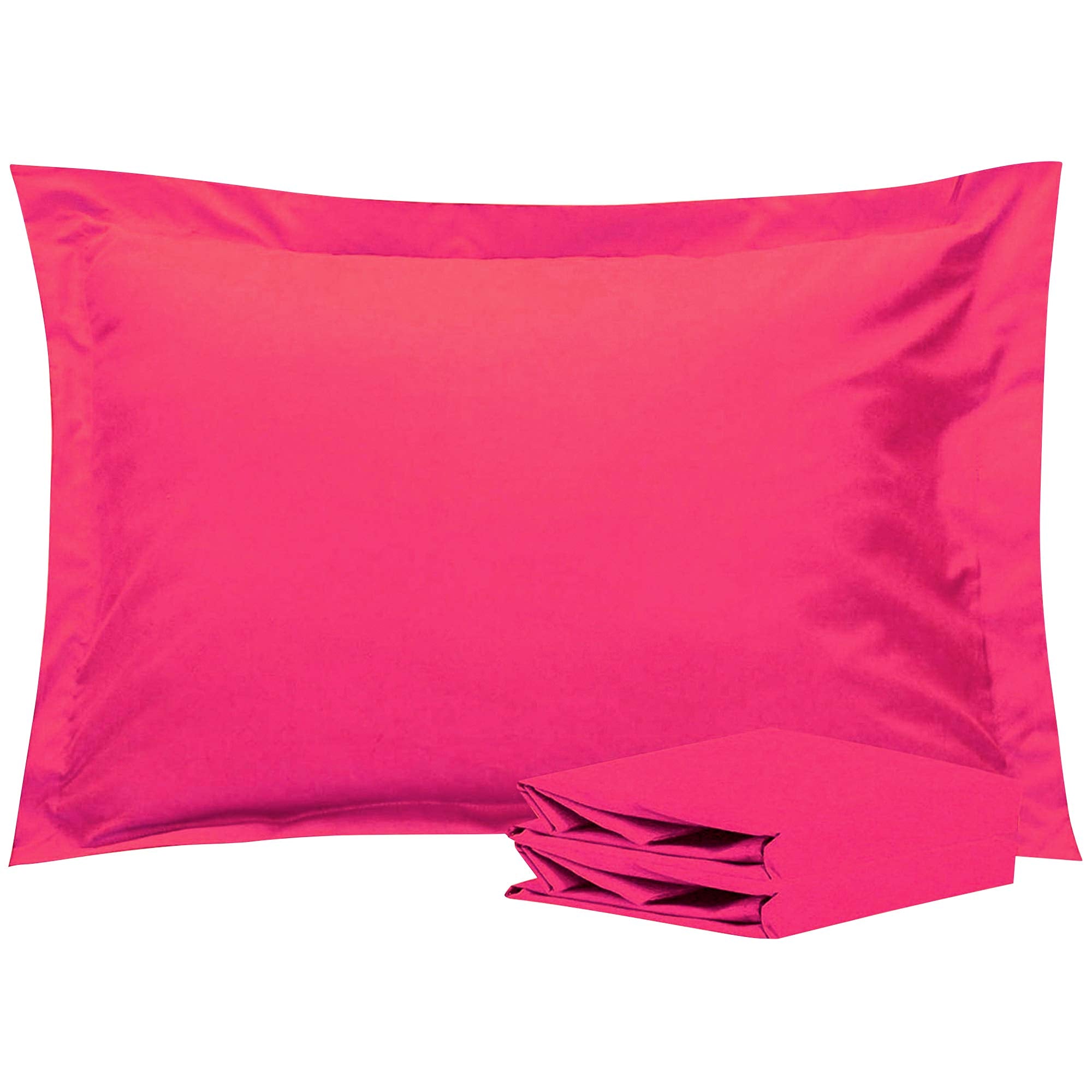 Ntbay 100% Brushed Microfiber Queen Pillow Shams Set Of 2, Super Soft And Cozy, Wrinkle, Fade, Stain Resistant 20X30 Inches Oxford Pillowcases, Magenta