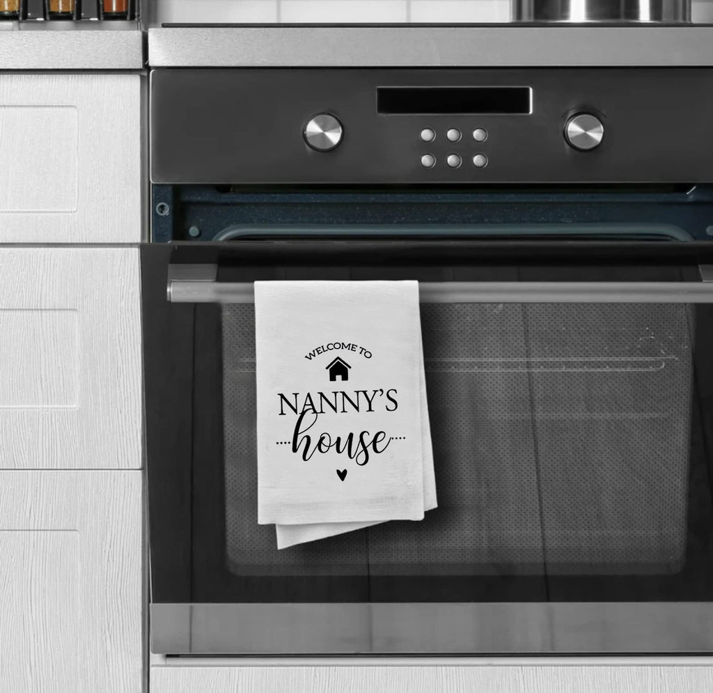 Pxtidy Nanny Tea Towel Mothers Day Tea Towel Nanny Nan Gift Grandma Gift Nanny Housewarming Gift (Nanny'S House Towel)