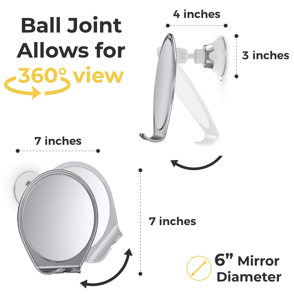 Honeybull Shower Mirror Fogless For Shaving - With Suction, Razor Holder For Shower & Swivel, Small Mirror, Shower Accessories,
