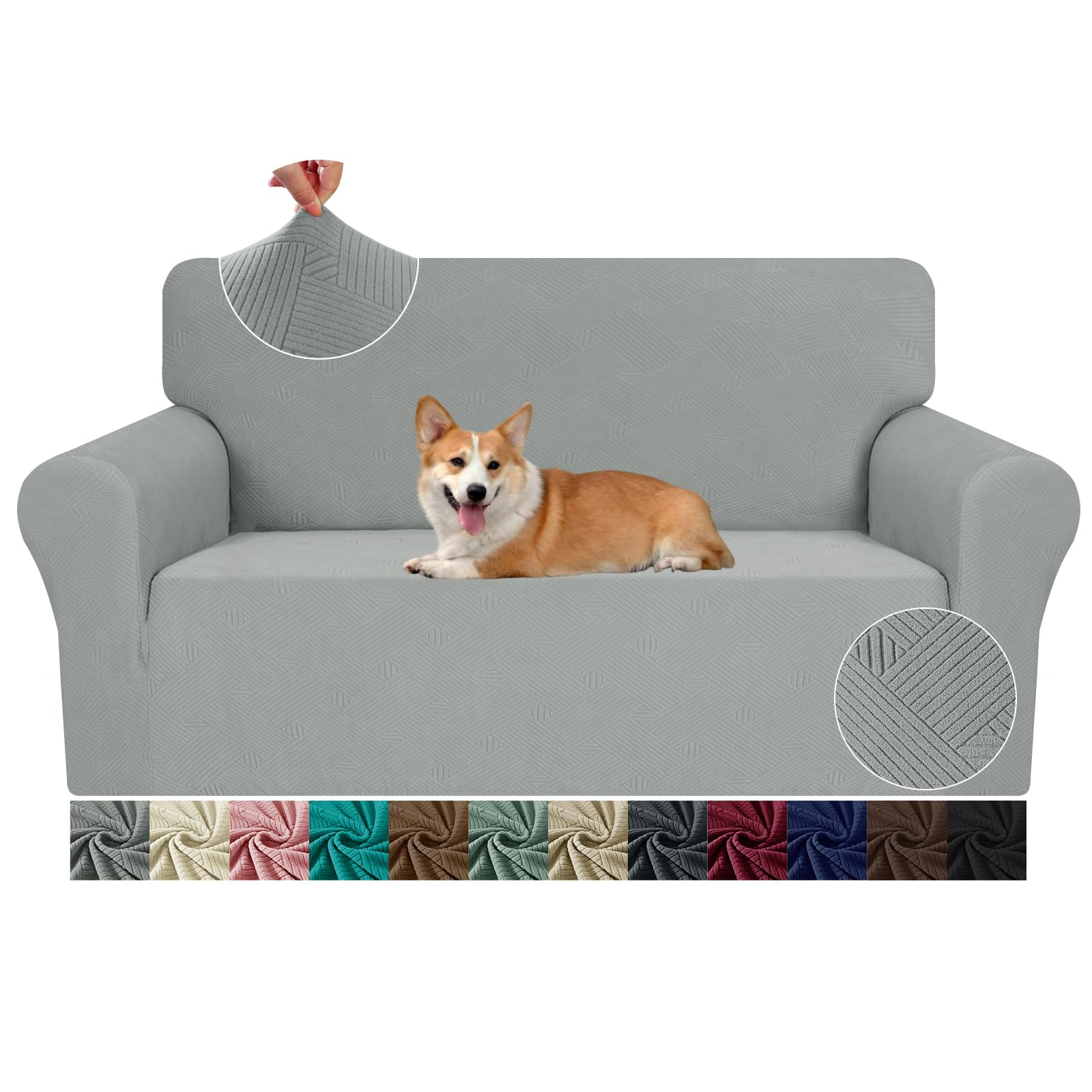 Jiviner 2024 Newest Loveseat Slipcovers, 1 Piece Stretch Couch Covers For 2 Cushion Furniture Protector With Elastic Bottom For