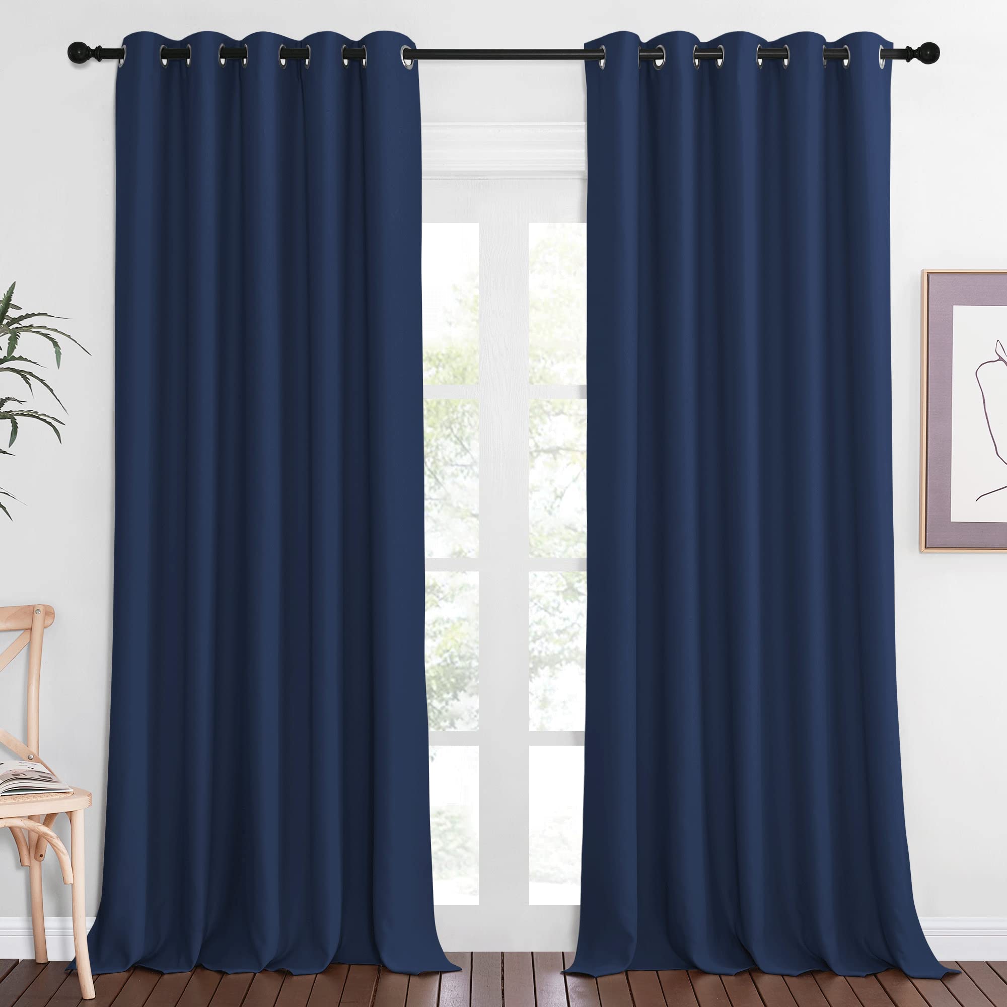 NICETOWN Blackout 110 inch Sliding Door Curtain, Grommet Thermal Insulated Room Darkening Window Treatment Room Divider for Bedr