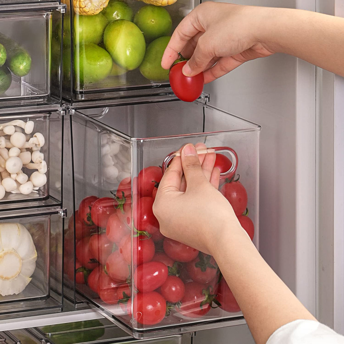 Lalastar Fridge Organizer And Storage Clear, Large Refrigerator Organizer Bin With Pull-Out Drawer, Pantry Organization And Stor