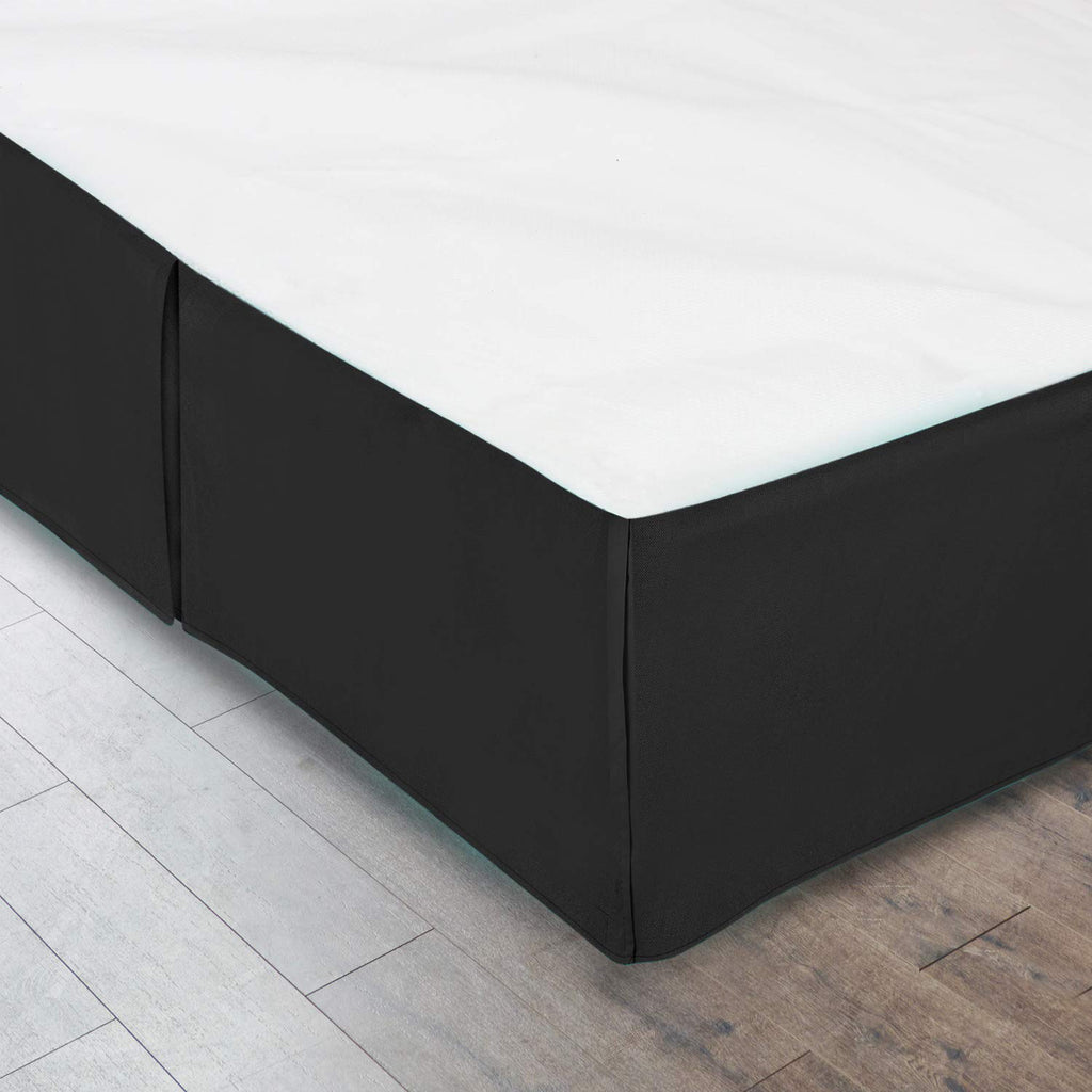 Nestl Bedding Double Brushed Microfiber Dust Ruffle, 14-Inch Tailored Drop Pleated Twin Bed-Skirt, Black