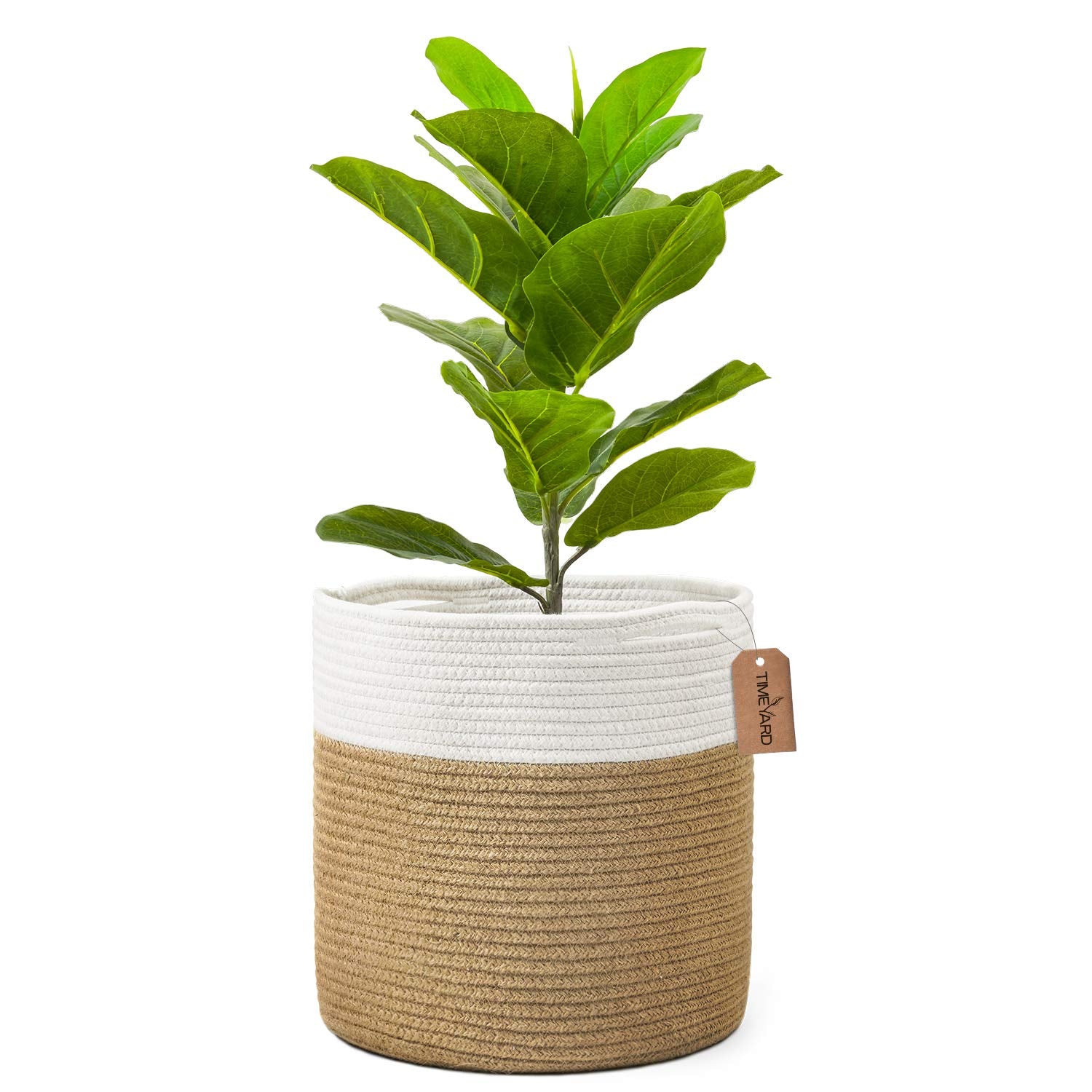 Timeyard Jute Rope Plant Basket Large Modern Woven Basket For 11' Flower Pot Floor Indoor Planters, 12'X12' Storage Basket Ru