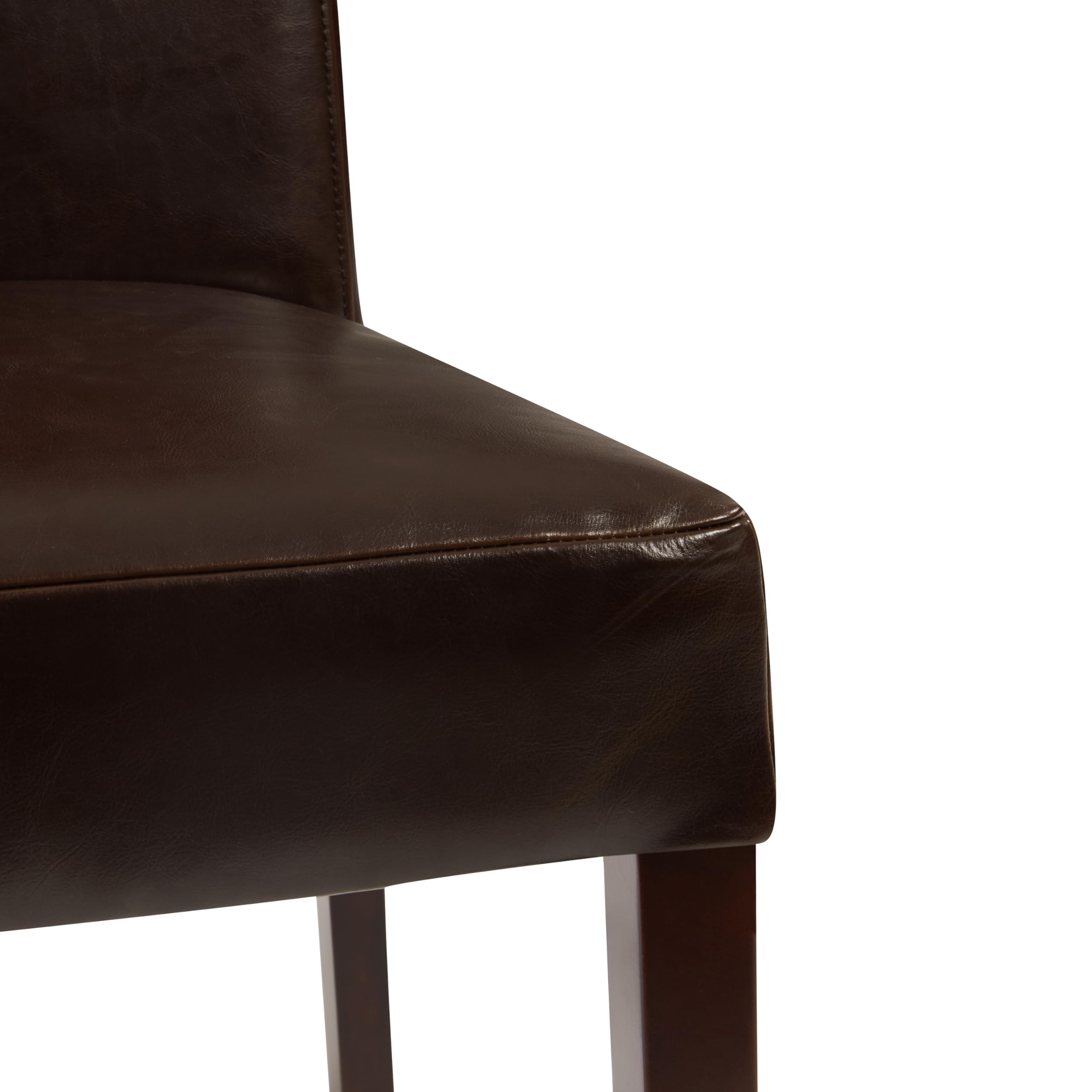 New Pacific Direct Hartford Leather Chair,Brown Legs,Brown,Set Of 2