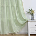 Sage Green Boho Farmhouse Curtains For Bedroom Living Room 84 Inches Long Curtains 2 Pannels Cotton Linen Window Curtain, Bohemi