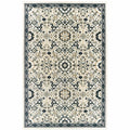 HomeRoots 508365 6 x 9 ft. Ivory Navy & Gold Oriental Power Loom Stain Resistant Rectangle Area Rug