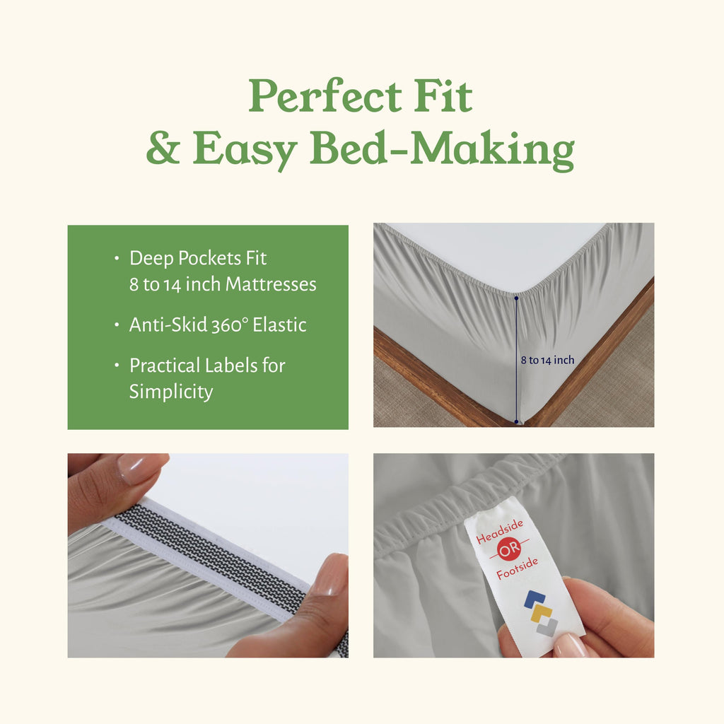 California Design Den Twin Sheets Set, 100% Organic Cotton Sheets, Deep Pockets Percale Sheets, Gots Certified Soft, Crisp & Cooling Sheets, Twin Bed Sheets, Light Grey Sheets