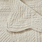Madison Park Madison Park Luxe Quilted Throw Blanket - Damask Stitching Design, Cotton Filled Spread, Ultra Soft, Cozy Bedding For Living Room Couch, Sofa, Bed, 60X72', Scalloped Borders Cream