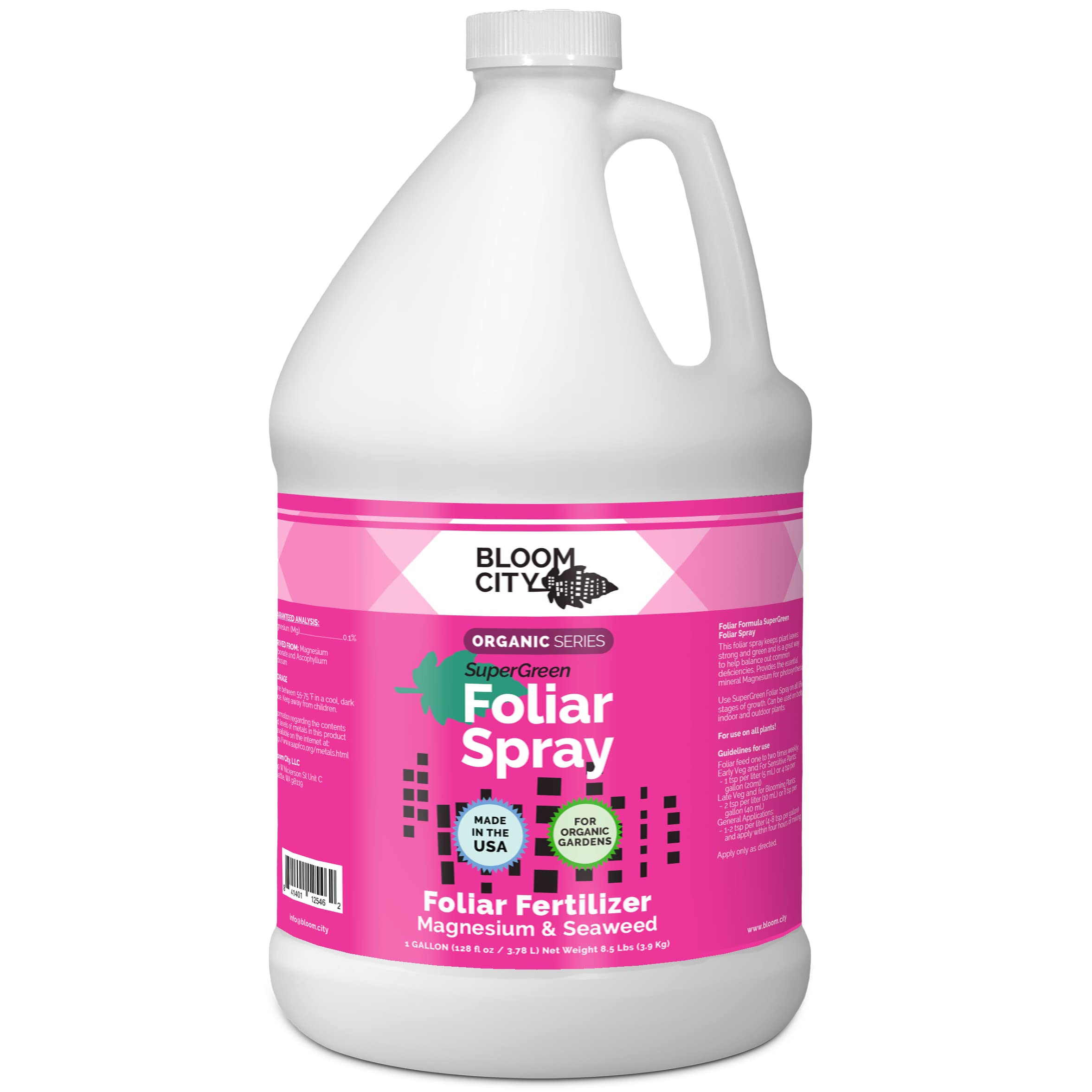 Organic Supergreen Kelp Foliar Spray For Plants By Bloom City, Gallon (128 Oz)