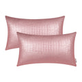 Brawarm Faux Leather Pillow Covers 12 X 20 Inches, Rose Gold Leather Pillow Covers Pack Of 2, Crocodile Leather Decorative Lumba