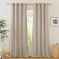Nicetown Privacy Light Filtering Linen Curtains & Drapes, Grommet Privacy Added Thick Flax Not See Through Retro Window Treatments For Bedroom/Living Room, Taupe, W55 X L84, 2 Panels