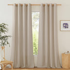 Nicetown Privacy Light Filtering Linen Curtains & Drapes, Grommet Privacy Added Thick Flax Not See Through Retro Window Treatments For Bedroom/Living Room, Taupe, W55 X L84, 2 Panels