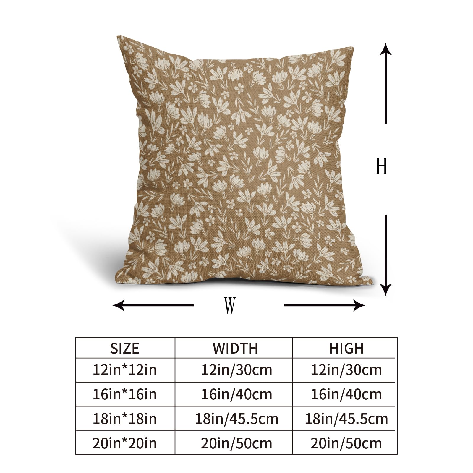 Aytipun Brown Pillow Covers 20X20 Set Of 2 Vintage Floral Rustic Old Style Cute Flower Print Decorative Outdoor Pillowcases Seas
