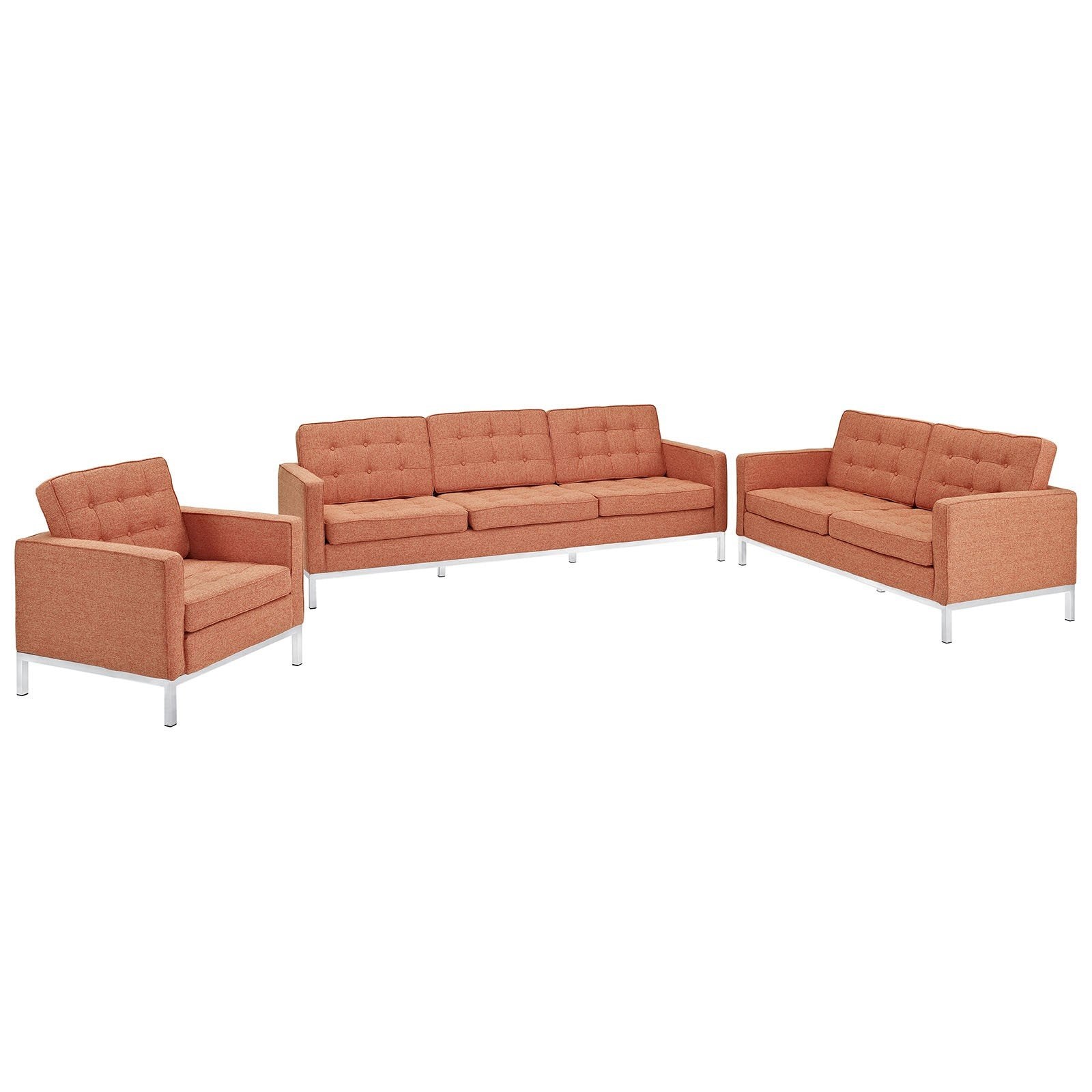 Modway Loft 3 Piece Sofa Set Color: Orange Tweed