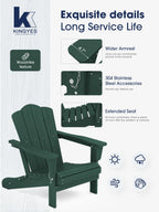 Kingyes Folding Adirondack Chair Set Of 8, Hdpe All-Weather Folding Adirondack Chair, Green
