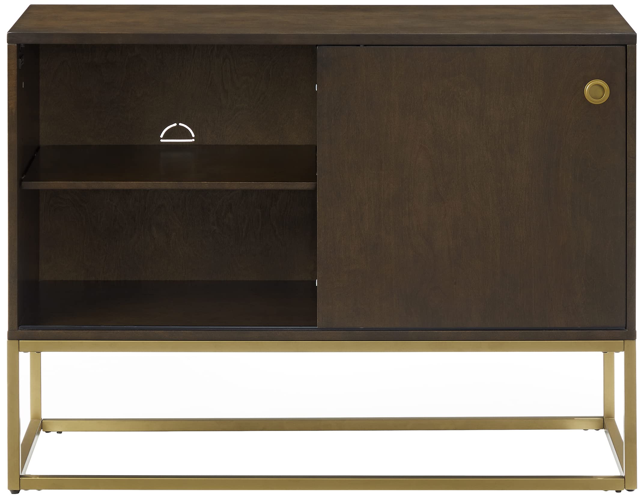 Crosley Furniture Byron Media Console And Record Player Stand With Storage For Vinyl Records, Dark Brown/Gold
