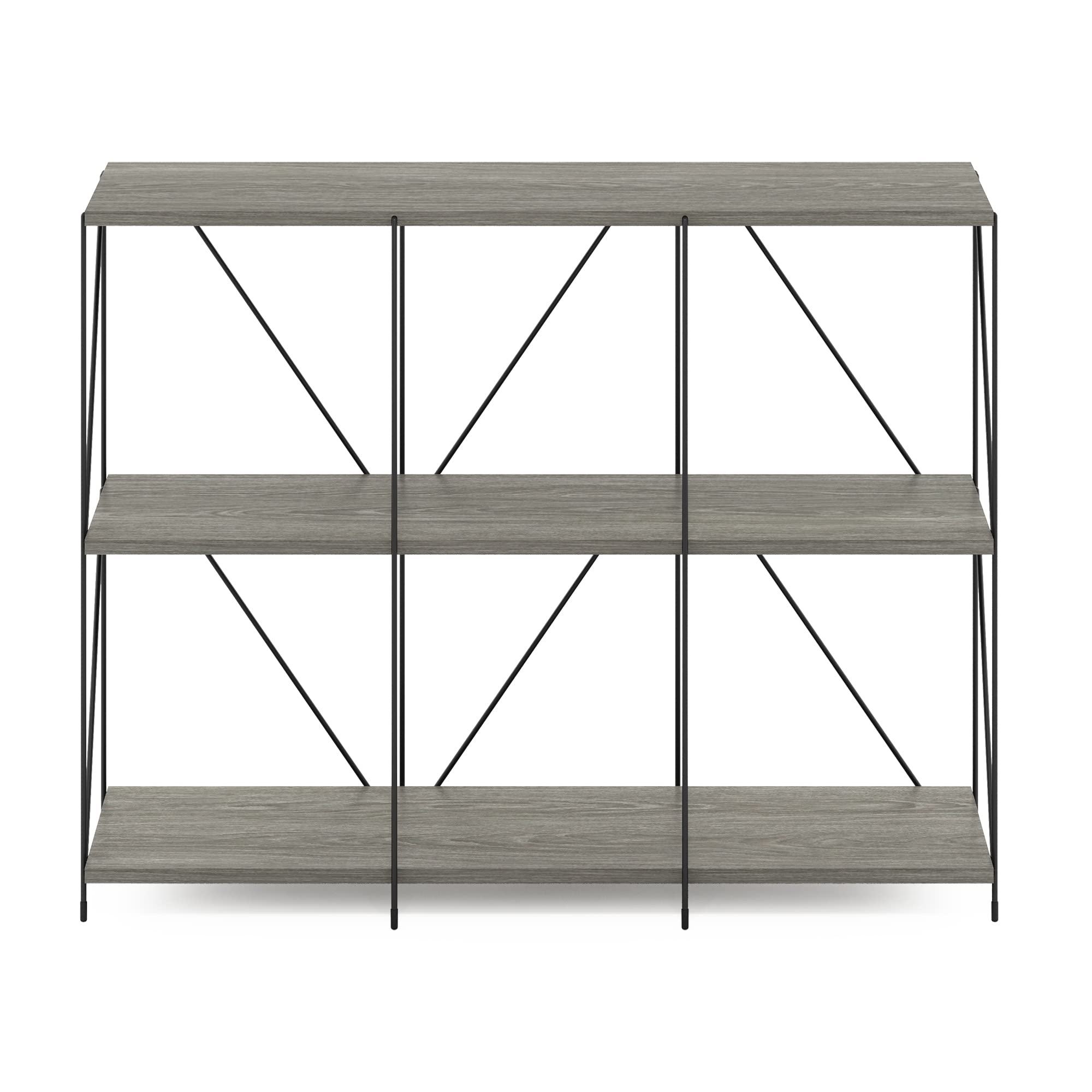 Furinno Besi 3 X 2 Industrial Multipurpose Shelf Display Rack With Metal Frame, Finn Oak