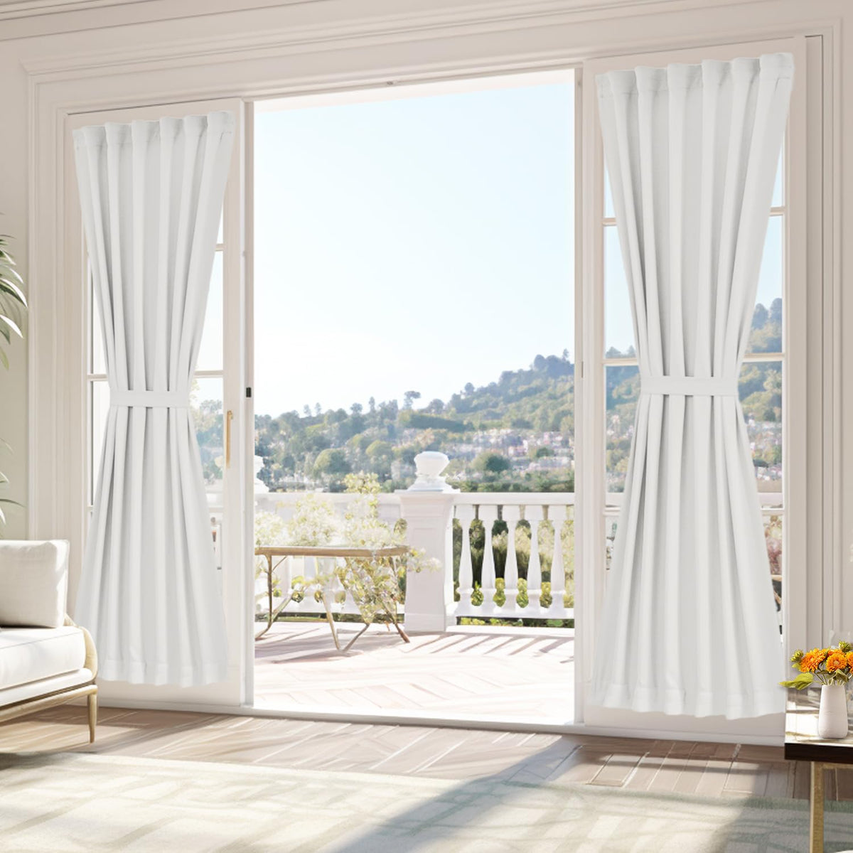 Vatge 50% Sunlight Blocking French Door Curtain - Rod Pocket Window Treatments Panels For French Door, 1 Panel, W25 X L80, Greyi