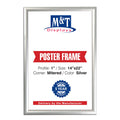 M&T Displays Snap Poster Frame 14x22 Inch Silver 1 Aluminum Profile Front Loading Wall Mounting Photo Picture Document Certifica