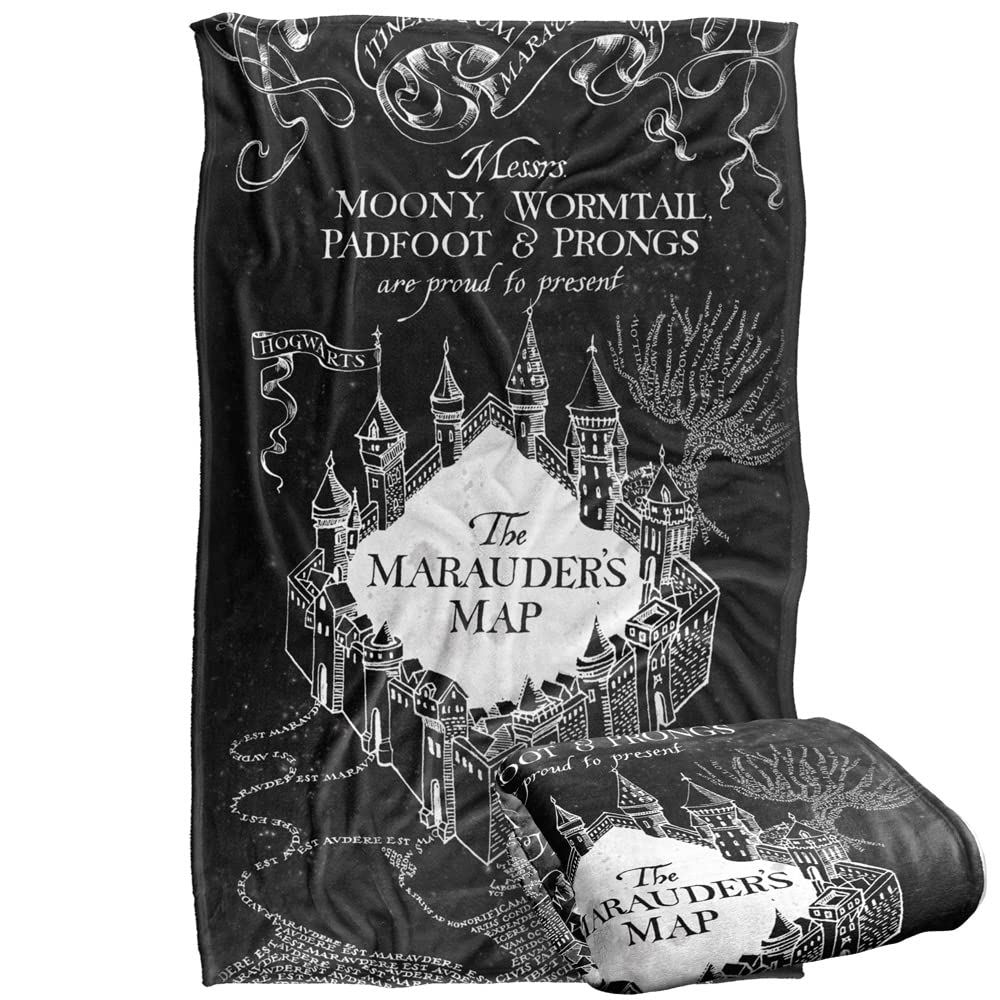 Harry Potter Marauder'S Map Officially Licensed Silky Touch Super Soft Throw Blanket 36' X 58', Black And White