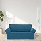 2025 New Stretch Loveseat Sofa Slipcovers Couch Cover For 2 Cushion Furniture Protector Sofa Covers With Elastic Bottom Jacquard Fabric Small Checks For Pets, Kids - Peacock Blue