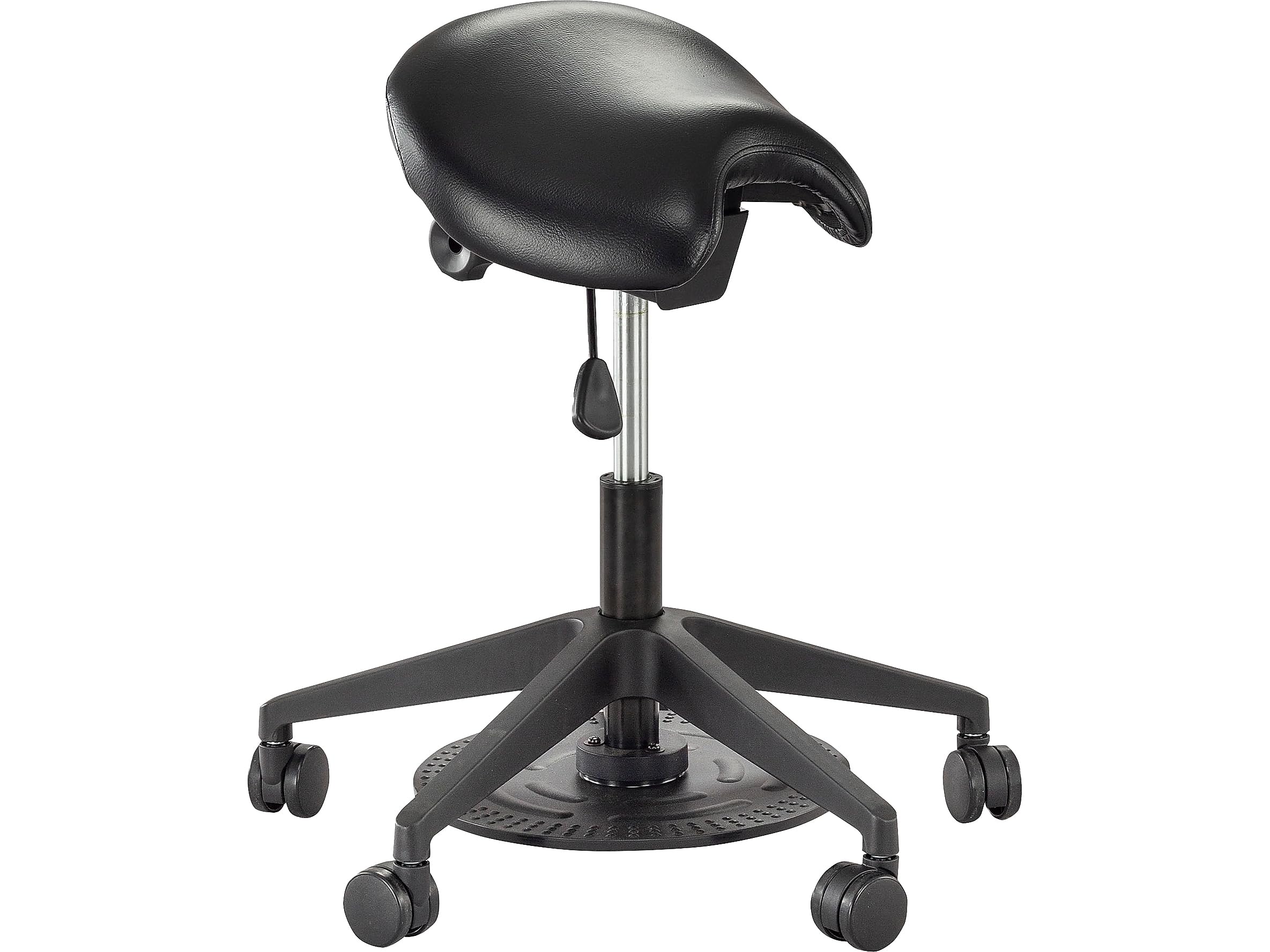 Safco Products Ajustable Height Saddle Seat Lab Stool, 5 Star Base Wheels for Stability and Easy Rolling, Unique Ergonomic Saddl