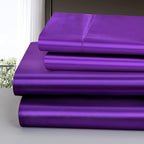 Homiest 3Pcs Satin Sheets Set Luxury Silky Satin Bedding Set With Deep Pocket, 1 Fitted Sheet + 1 Flat Sheet + 1 Pillowcase (Twin Xl Size, Purple)