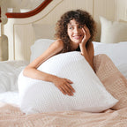 Phf Ultra Soft Waffle Weave Euro Shams Pillow Covers 26' X 26' 2 Pack, No Filling, Breathable Skin-Friendly Euro Throw Pillow Covers For Bed Couch Sofa, White