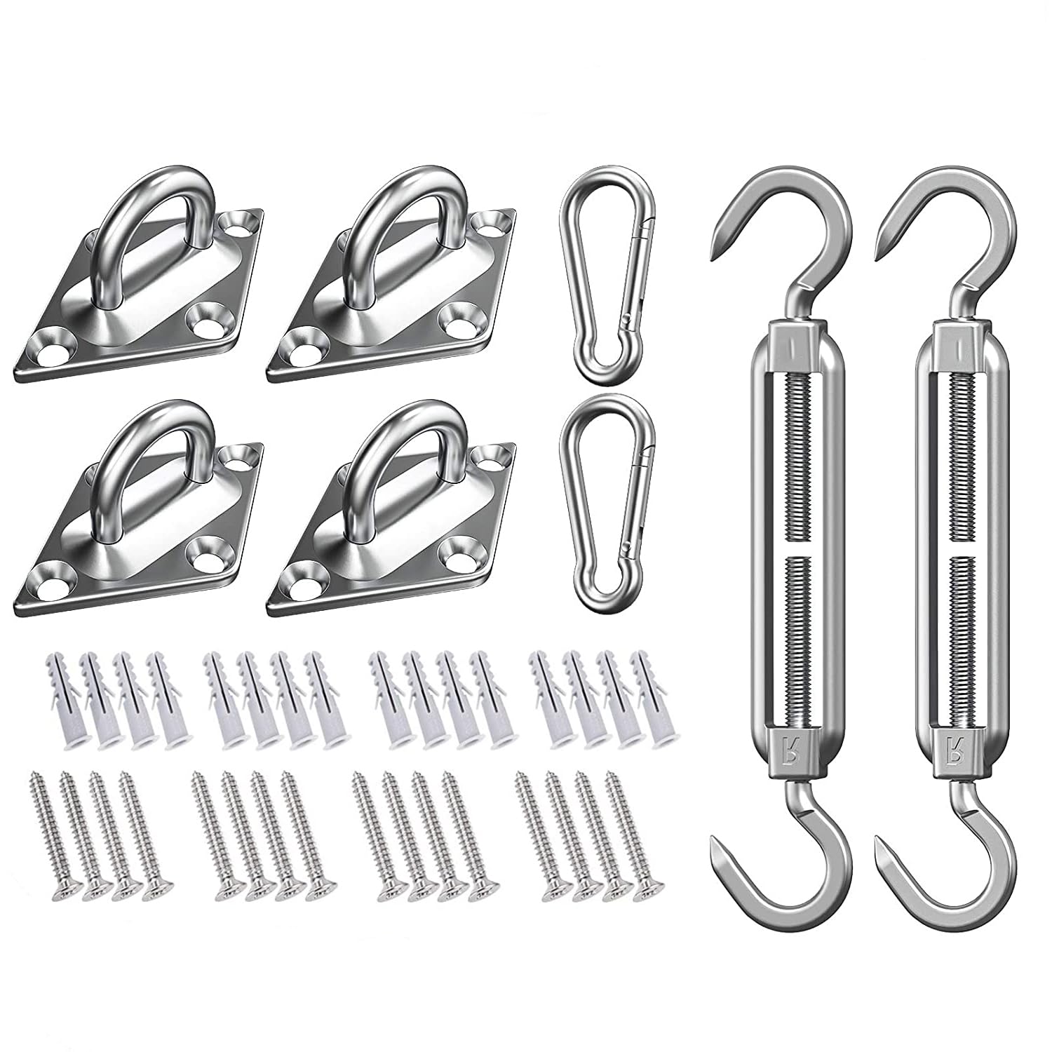 Shadewiz Stainless Steel 6 Inch Adjustable Hardware Kit For Rectangle Sun Shade Sail Outdoor Pergolar Canopy