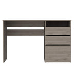 Kenai Computer Desk with 3 Drawers and Open Shelf, Light Gray